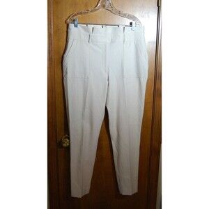 White House Black Market Tapered Ankle Pants Paper Bag Waist 12 Long Cream